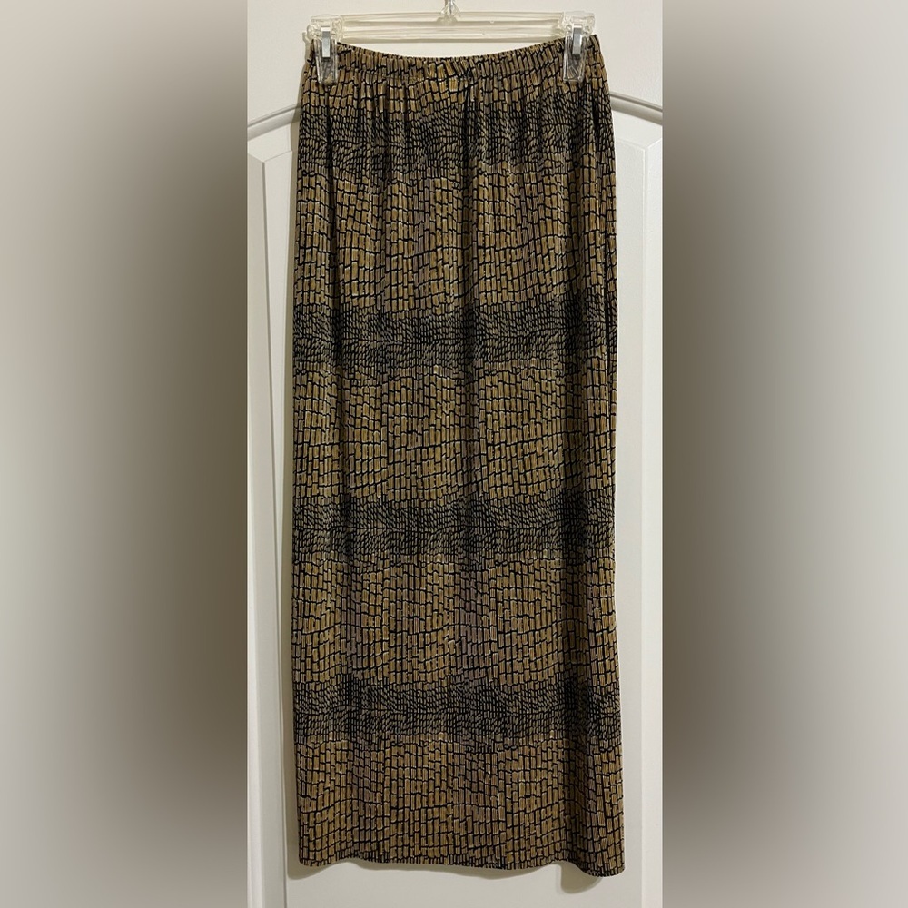 Notations 3 PIECES Black and Gold Brown Cardigan Tank Top Skirt Medium Small - Picture 9 of 13
